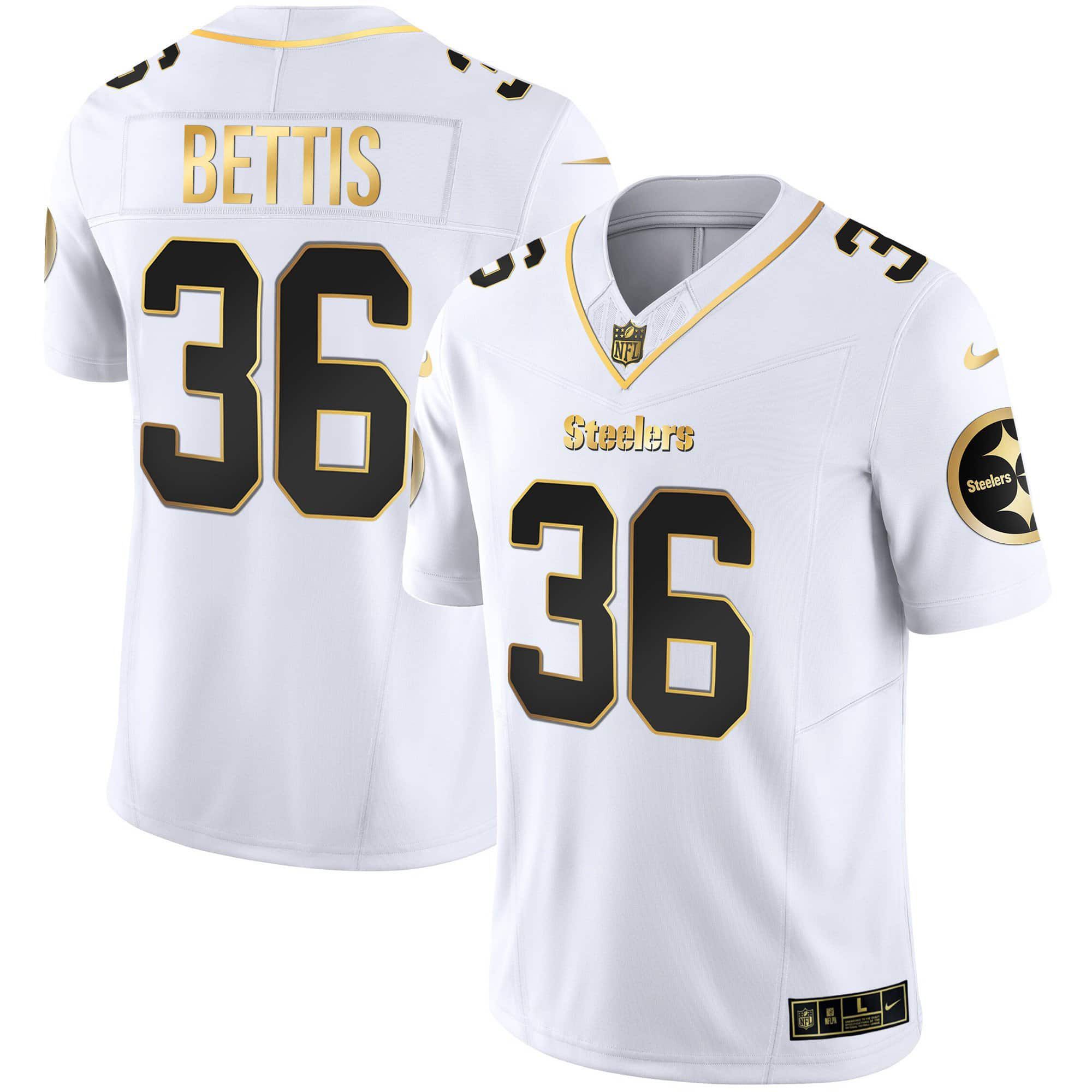 Men Pittsburgh Steelers #36 Bettis White Gold 2024 Nike Vapor Limited NFL Jersey